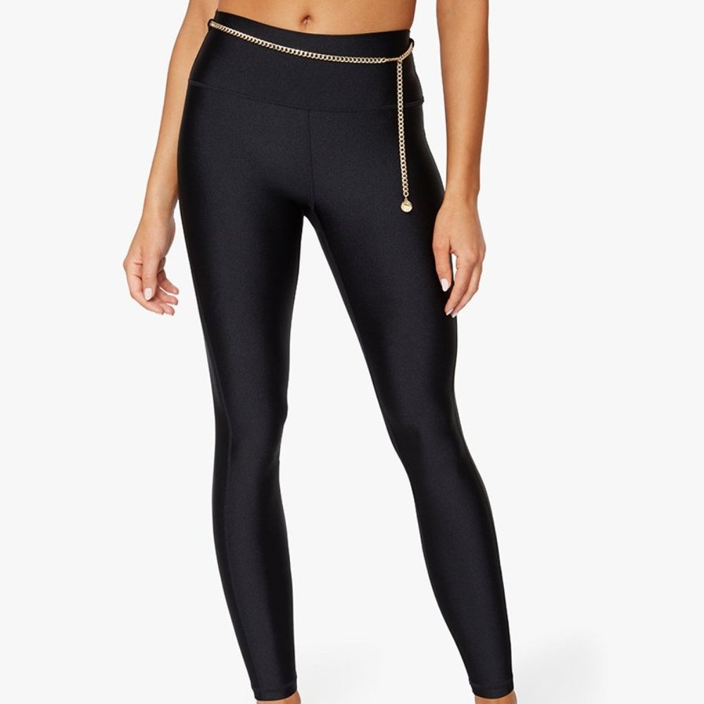 WeWoreWhat Chain High Rise Metallic Leggings Black